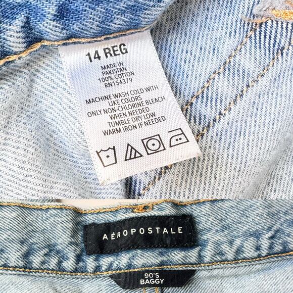 Aeropostale Light Wash Denim Straight Leg 90's Baggy Jeans Women's 14 Reg - Picture 15 of 15